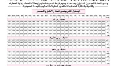 جدول مصايف نقابة المحامين 2023